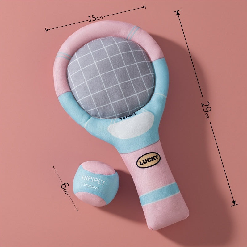 Zachte tennisraket en bal met geluid